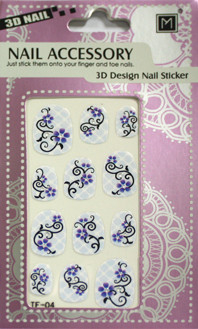 Custom simple nail patterns Flower Purple color 2d nail stickers for Nail Art decoration