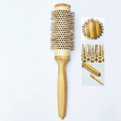 25mm Ceramic Bamboo Round Hair Brush Lonic Nylon Bristle